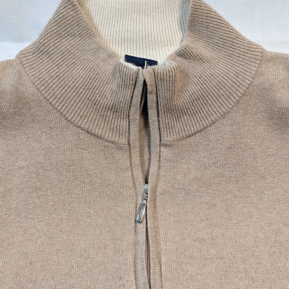 Hathaway Platinum Mens Quarter Zip Sweater XXL Tan Silk Cashmere Blend